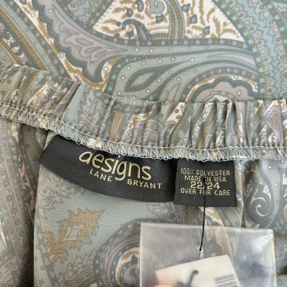 Designs Lane Bryant Paisley Faux Wrap Maxi Skirt Light Sage Green Size 22/24 NEW - Picture 7 of 10
